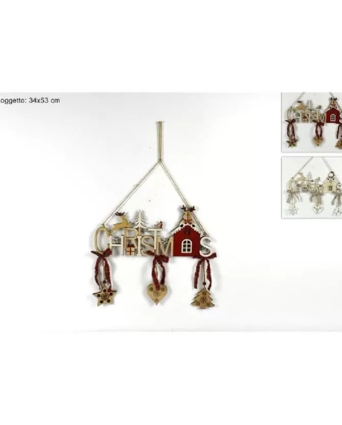 Addobbo Appendino Casetta Con Scritta Christmas In Legno Per Albero Di Natale>DUE ESSE CHRISTMAS New