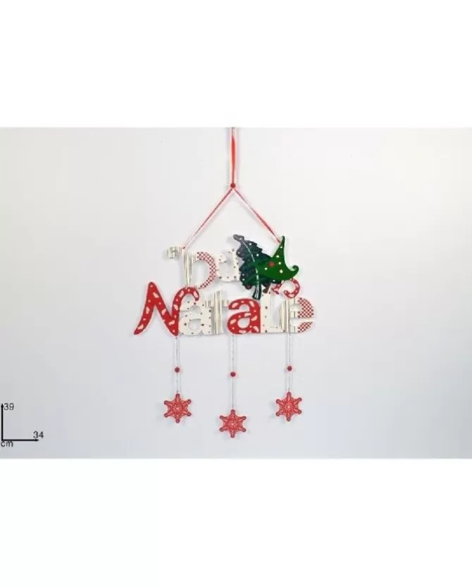 Addobbo Appendino Fuoriporta Scritta Buon Natale In Legno Con Pendenti 39X34 Cm>DUE ESSE CHRISTMAS Outlet