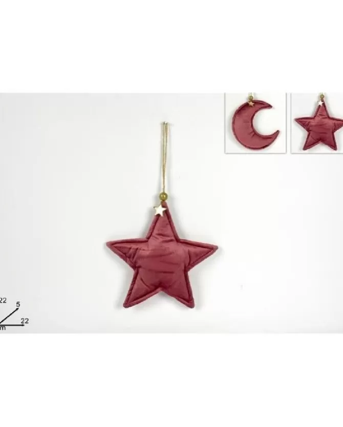 Addobbo Appendino Stella / Luna In Velluto Rosa 1 Pz>DUE ESSE CHRISTMAS Discount