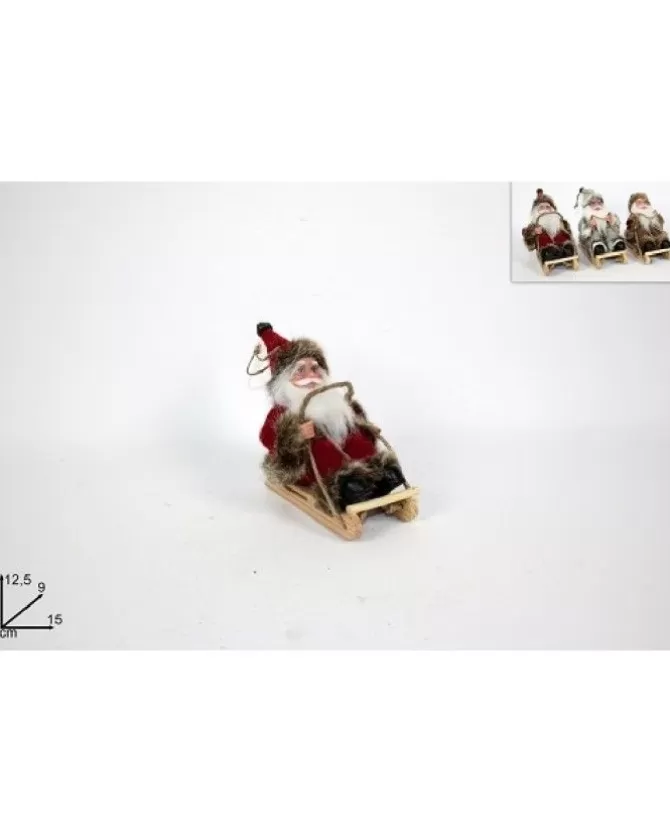 Addobbo Babbo Natale Su Slitta In Legno 12,5X9X15 Cm>* Cheap