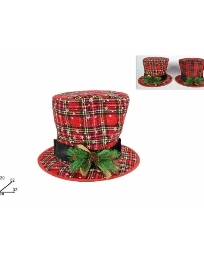 Addobbo Cappello Scozzesea Cilindro Con Bacche 20X32X32 Cm>* Outlet