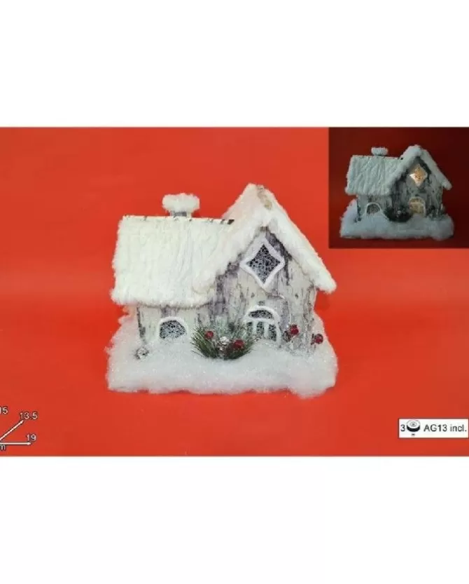 Addobbo Casetta Con Luce E Pelliccia Effetto Neve 19 Cm>DUE ESSE CHRISTMAS Flash Sale