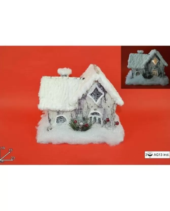 Addobbo Casetta Con Luce E Pelliccia Effetto Neve 23 Cm>DUE ESSE CHRISTMAS Shop