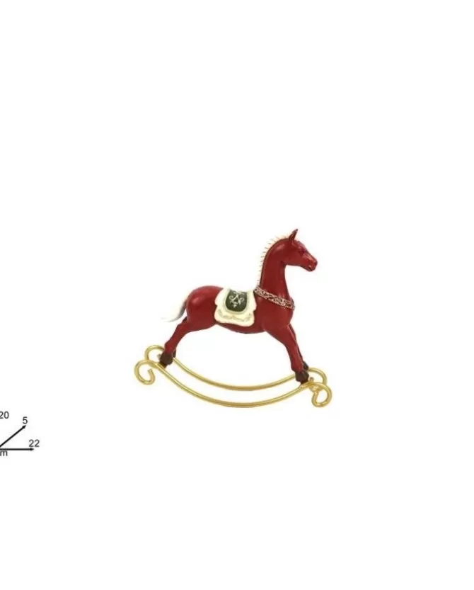 Addobbo Cavallo A Dondolo 20Cm Rosso>DUE ESSE CHRISTMAS Outlet