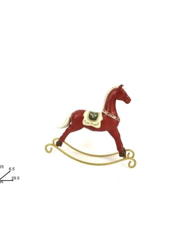 Addobbo Cavallo A Dondolo Rosso 25X6,5X28,5 Cm>DUE ESSE CHRISTMAS New