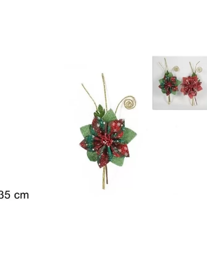 Addobbo Decorazione Fiore Natalizio Scozzese 35 Cm>DUE ESSE CHRISTMAS Outlet