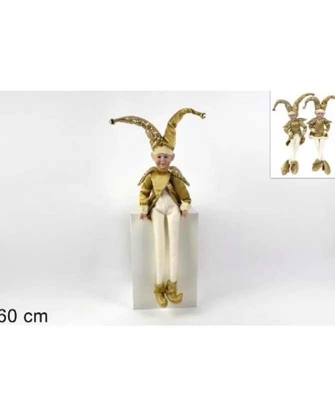 Addobbo Di Natale Giullare Seduto Con Abito In Velluto Oro>DUE ESSE CHRISTMAS Clearance
