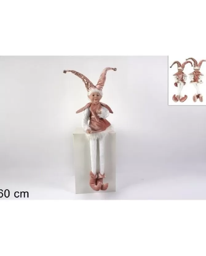 Addobbo Di Natale Giullare Seduto Con Abito In Velluto Rosa>DUE ESSE CHRISTMAS Fashion
