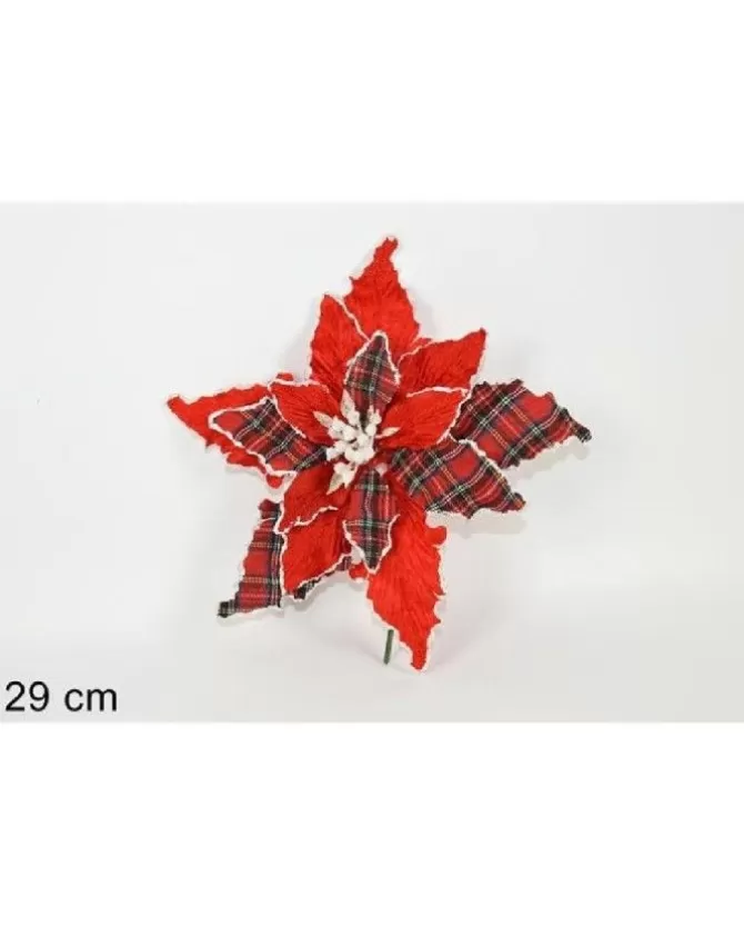 Addobbo Di Natale Spillone Fiore Scozzese E Bianco 29 Cm>DUE ESSE CHRISTMAS Cheap