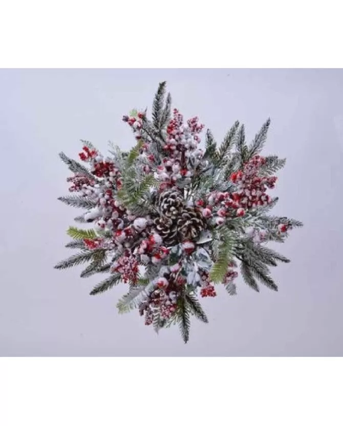 Addobbo Di Natale Stella Di Natale Innevata Con Bacche Rosse>KAEMING New