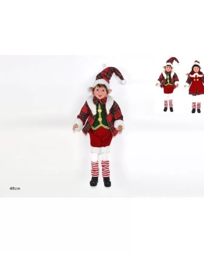 Addobbo Elfo Con Abiti In Velluto 48 Cm>DUE ESSE CHRISTMAS Online