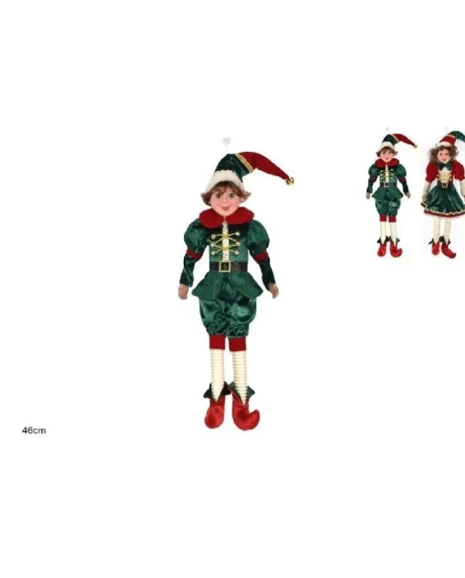 Addobbo Elfo Con Abiti In Velluto Verde/Rosso 40 Cm>DUE ESSE CHRISTMAS Online