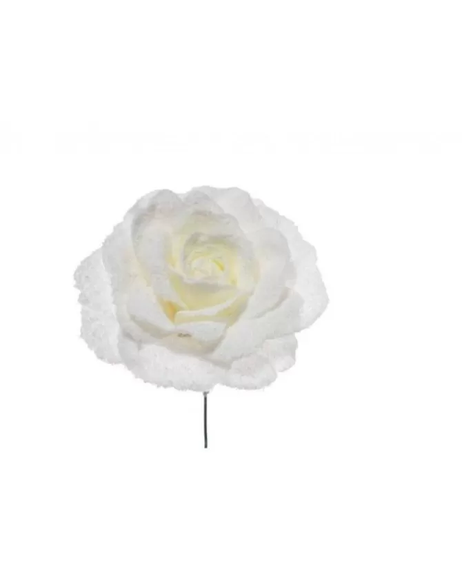 Addobbo Fiori Pick Rosa Innevata Bianco 17Cm>ARPIMEX Cheap