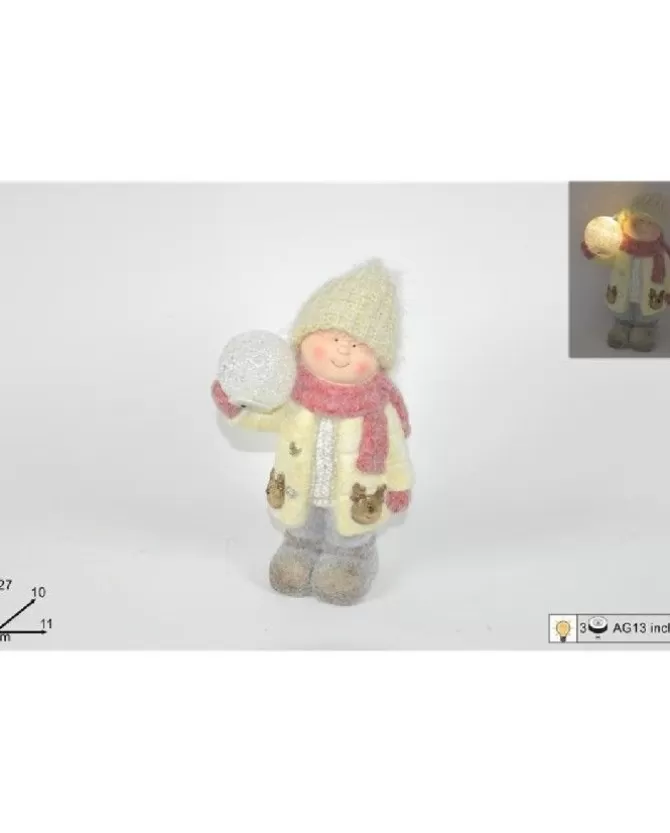 Addobbo Natalizio Bimbo Con Cappello E Sfera Luminosa>DUE ESSE CHRISTMAS Flash Sale