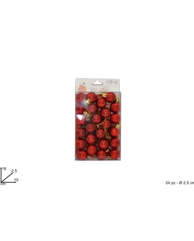Addobbo Palline 2,5 Rosso Lucido Per Albero Di Natale 24 Pz>DUE ESSE CHRISTMAS Discount
