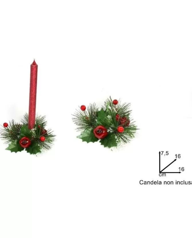 Addobbo Portacandela Girocandela Di Natale Con Frutto Bacche E Pigne>* Outlet