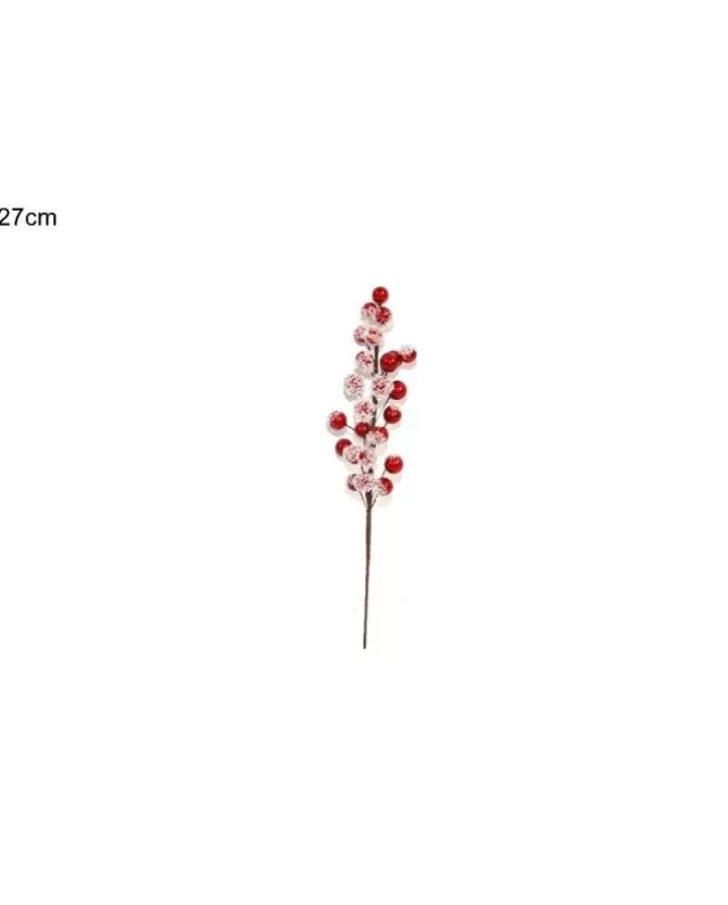 Addobbo Spillone Bacche Rosse Innevate 27Cm>ARPIMEX Store