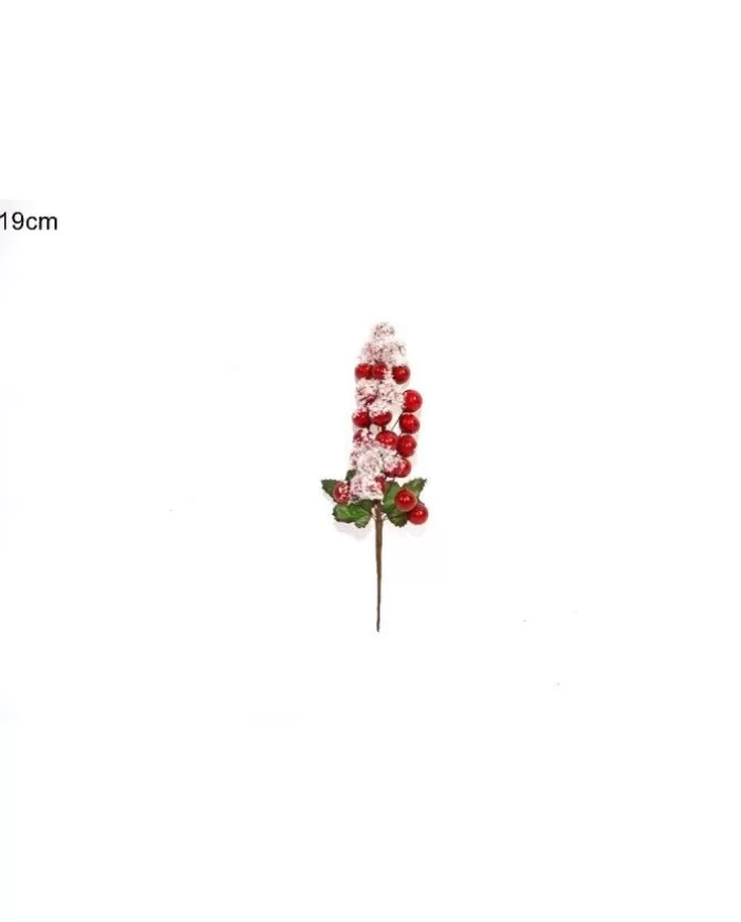 Addobbo Spillone Foglie Innevate E Bacche Rosse 19Cm>DUE ESSE CHRISTMAS Sale