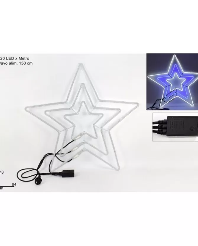 Addobbo Stella Luminosa Neon Bianco E Blu Con Giochi Di Luce>DUE ESSE CHRISTMAS Cheap