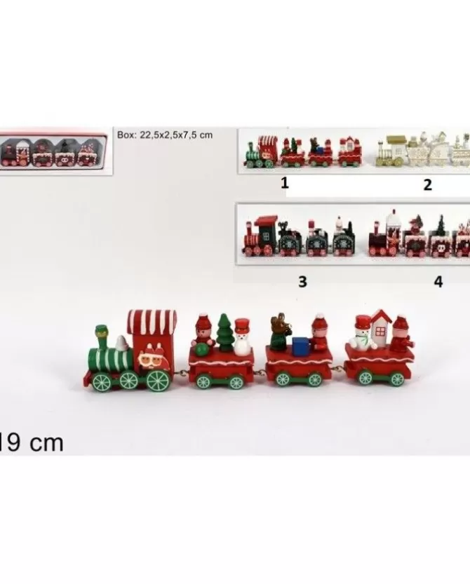 Addobbo Trenino Natalizio In Legno 19Cm 4 Varianti>DUE ESSE CHRISTMAS Store