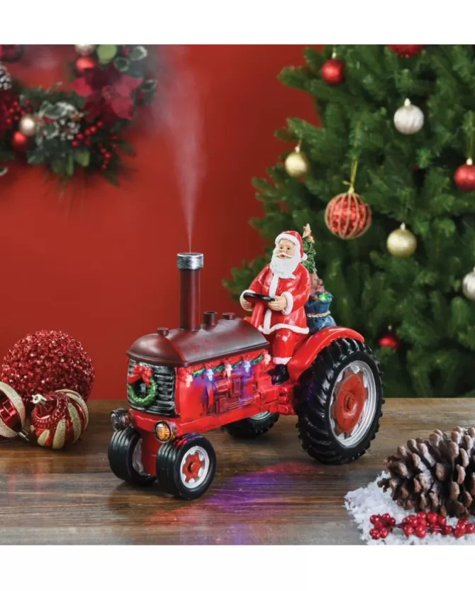 Addobbobabbo Natale Con Trattore In Poliresina Con Effetto Fumo E Led>KAEMING Fashion