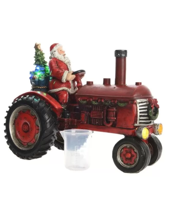 Addobbobabbo Natale Con Trattore In Poliresina Con Effetto Fumo E Led>KAEMING Fashion
