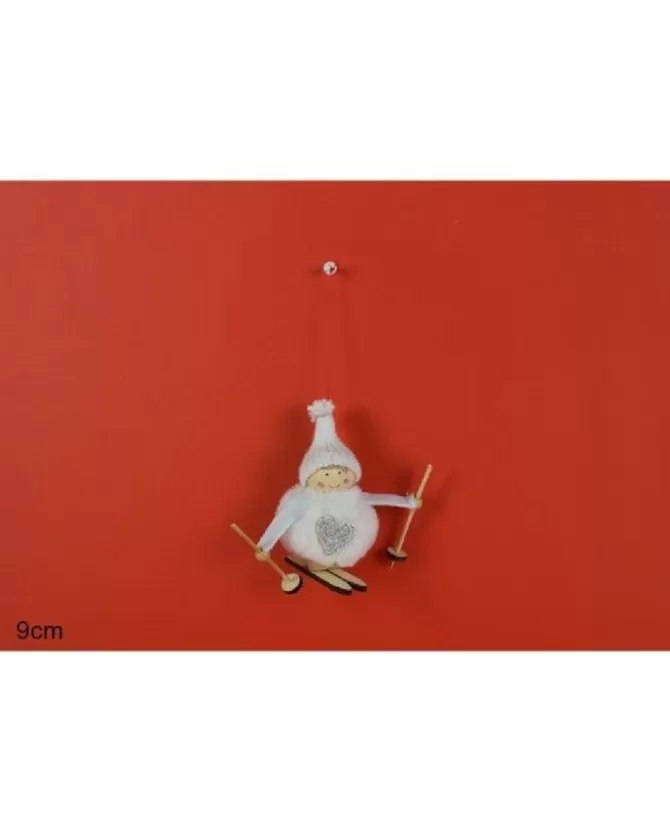 Addobo Appendino Bambola Bianca Con Pelliccia Su Sci Per Albero Di Natale 9 Cm>DUE ESSE CHRISTMAS New