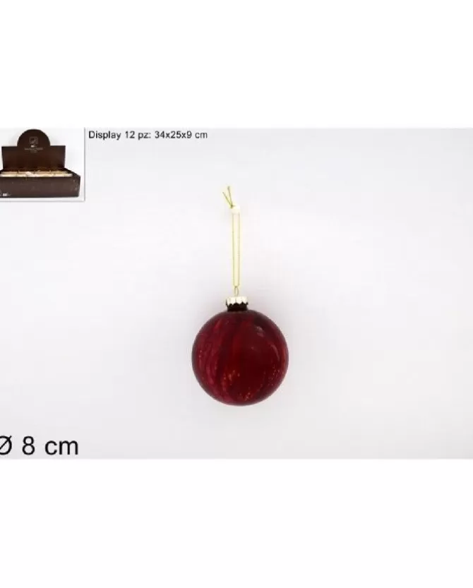 Adobbo Palla Di Vetro 8 Cm Marmorizzata Rossa Per Albero Di Natale>DUE ESSE CHRISTMAS Sale