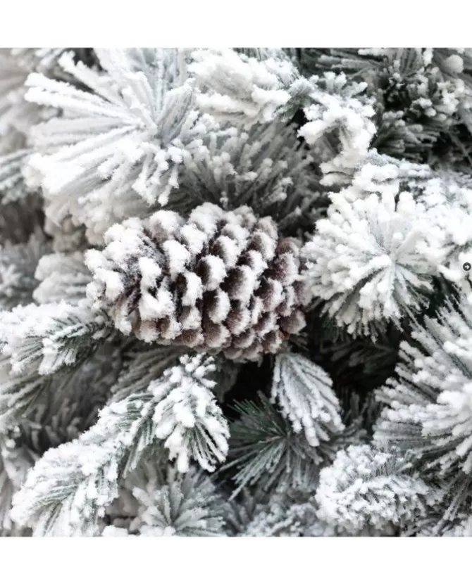 Albero Di Natale Bianco Innevato Big Sky Con Pigne 180Cm | Chianese>XONE Best