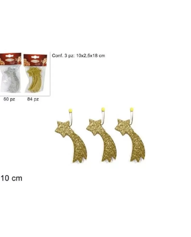 Appendino Addobbo Stella Cometa Dorata 10Cm 3 Pz Per Albero Di Natale E Presepe>DUE ESSE CHRISTMAS Outlet