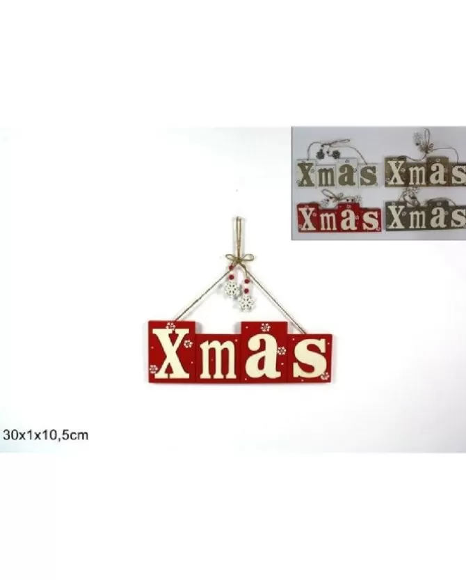 Appendino Dietroporta Fuoriporta In Legno Con Scritta Xmas 30X1X10,5 Cm>DUE ESSE CHRISTMAS Online