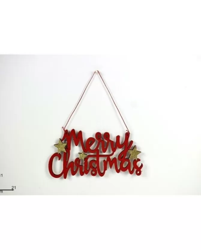 Appendino Scritta Merry Christmas Legno E Tessuto 11X21Cm>DUE ESSE CHRISTMAS New