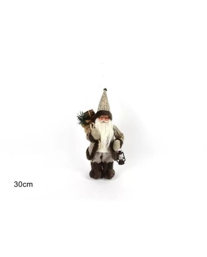 Babbo Natale Con Cappotto Pelliccia E Lanterna 30 Cm>DUE ESSE CHRISTMAS Store