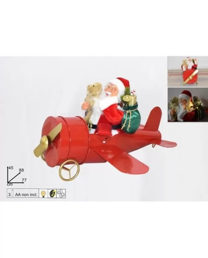 Babbo Natale Su Aereo Con Musica E Movimenti 45X88X77 Cm>DUE ESSE CHRISTMAS Online