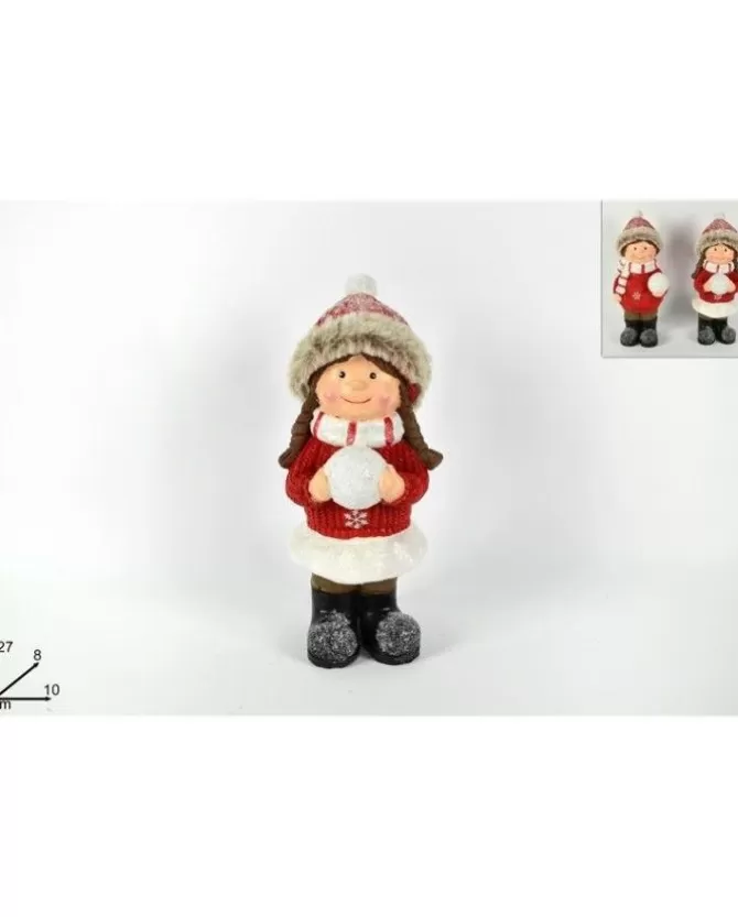 Bambola Natalizia Bimba O Bimbo Con Cappello E Palla Di Neve 27Cm>DUE ESSE CHRISTMAS Online