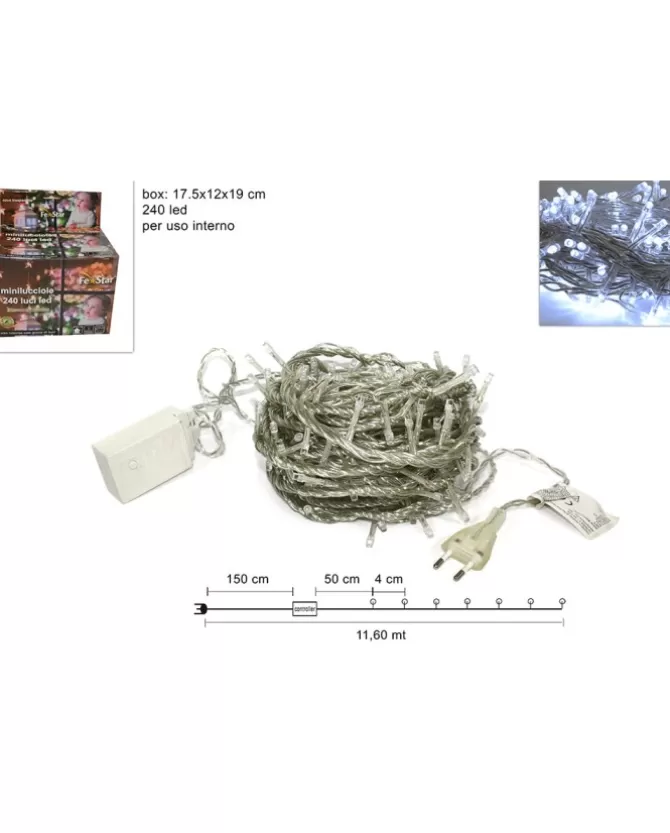 Catena 240 Luci Minilucciole Led Luce Bianca Per Albero Di Natale 11.60 Mt>* Best