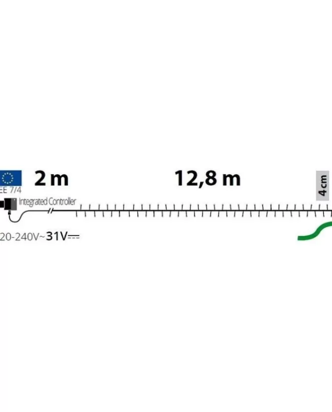 Catena Lineare Luci 320 Led Bianco Con Controller 12,8 Mt Per Albero Di Natale>LOTTI Hot