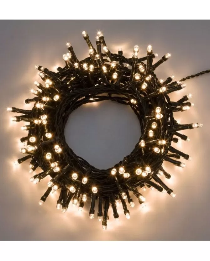 Catena Luci 320 Led Bianco Caldo 12,8Mt Con Giochi Di Luce Per Albero Di Natale>LOTTI Fashion