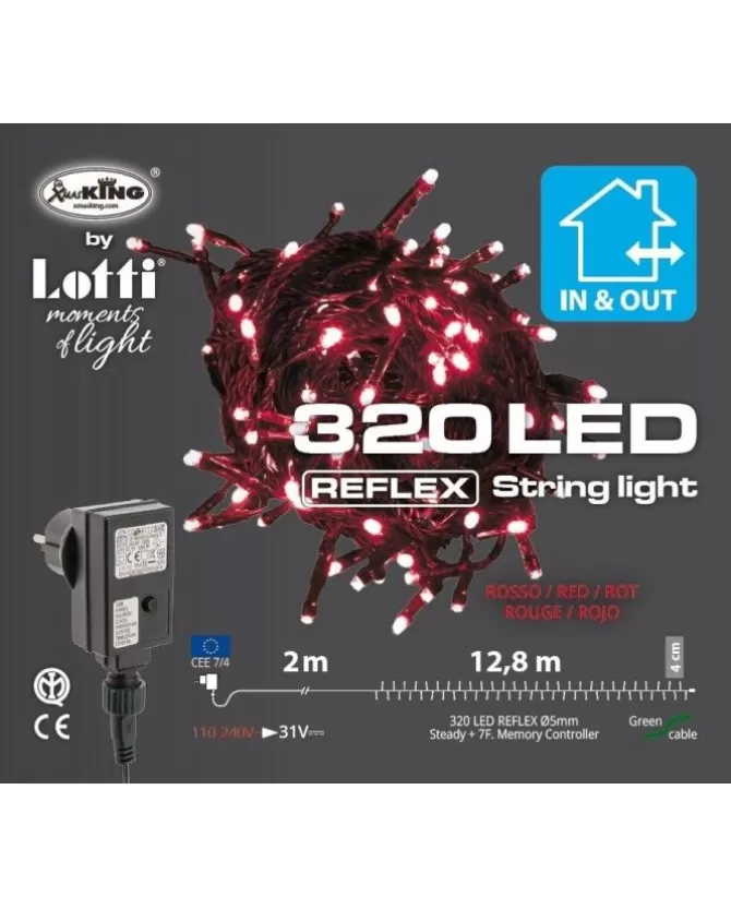 Catena Luci 320 Led Per Albero Di Natale 320 Led Rosso Con Controller>LOTTI New
