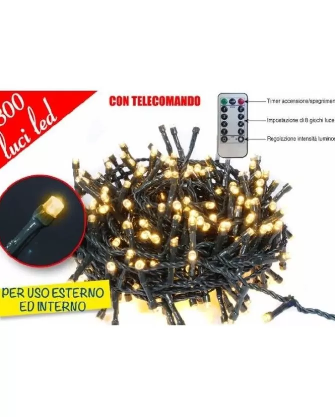 Catena Luminosa Con Telecomando 300 Led Bianco Caldo>GOLDEN HILL Online