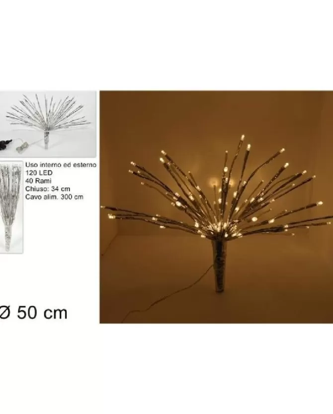 Fiore Luminoso 120Led 40 Rami 34 Cm Luce Bianco Calda Per Interno/Esterno>DUE ESSE CHRISTMAS Cheap