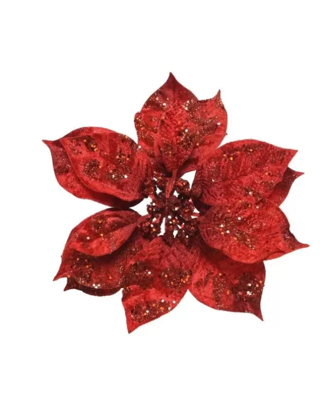 Fiore Poinsettia Rossa Su Clip Poliestere Glitter>KAEMING Flash Sale