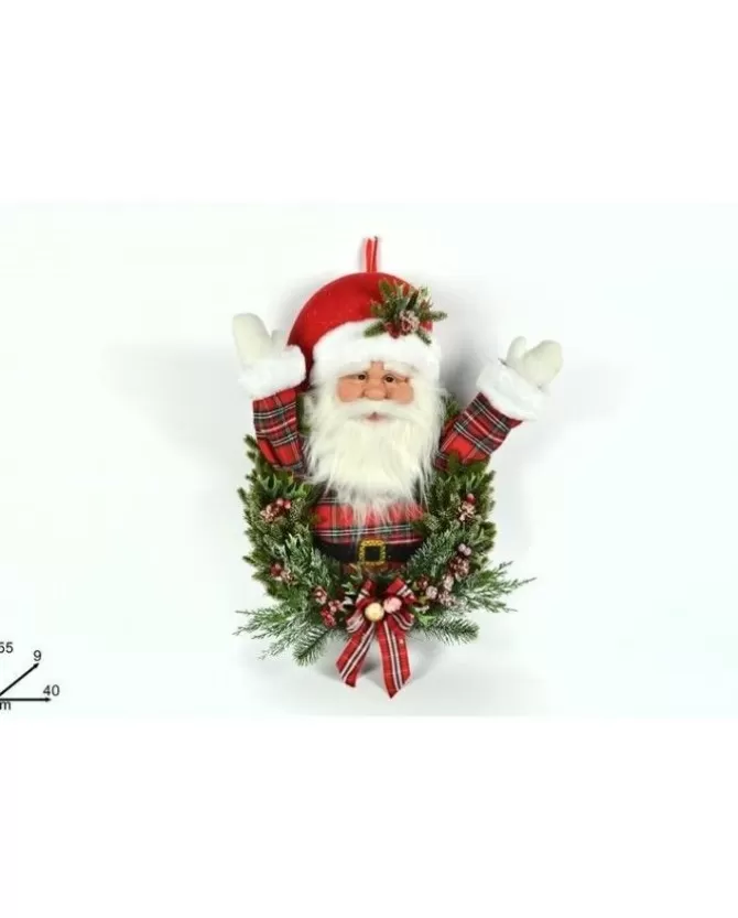 Fuoriporta Babbo Natale Con Rami Innevati 55Cm>* Flash Sale