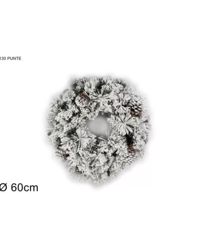 Fuoriporta Ghirlanda Tonda Innevata 60Cm>DUE ESSE CHRISTMAS Sale