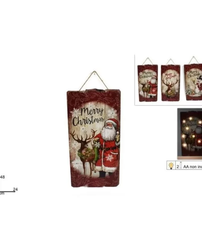 Fuoriporta Natalizio In Legno Con Luci 3 Varianti 1 Pz>DUE ESSE CHRISTMAS Sale