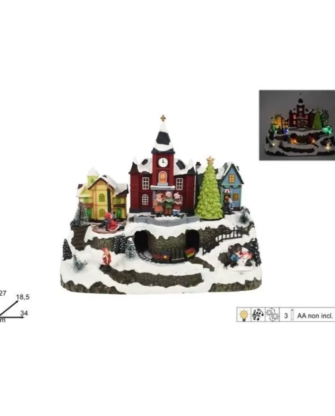 Giostina Natalizzia Scenario Con Treno Luci E Movimenti 27X18.5X34 Cm>DUE ESSE CHRISTMAS Outlet