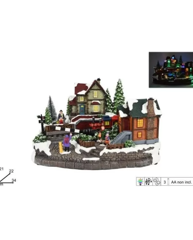 Giostrina Natalizia Stazione Con Treno Luci Musica E Movimenti 21X22X34 Cm>DUE ESSE CHRISTMAS Outlet