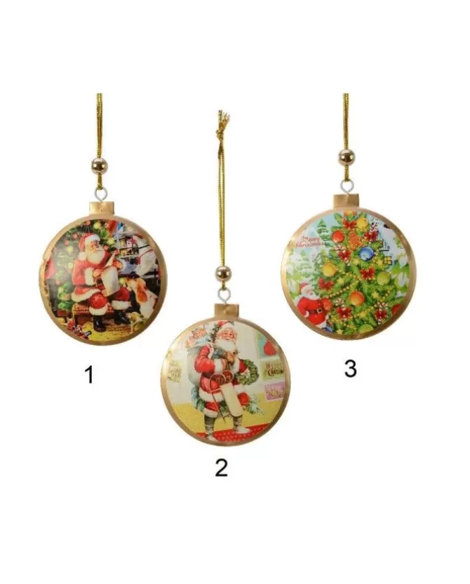 Ornamento Stampa In Ferro Con Stampa Babbo Natale Con Perline Di Legno 3 Assorti>KAEMING New