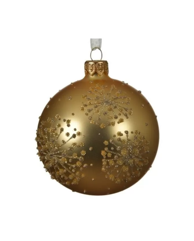 Pallina Di Vetro Decorata Oro 80Mm Per Albero Di Natale 6Pz>KAEMING Discount