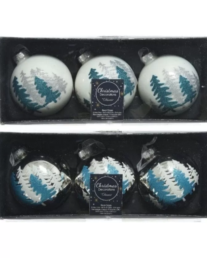 Pallina Sfera Di Vetro Decorata Bianco - Argento 80Mm 3Pz>KAEMING Discount